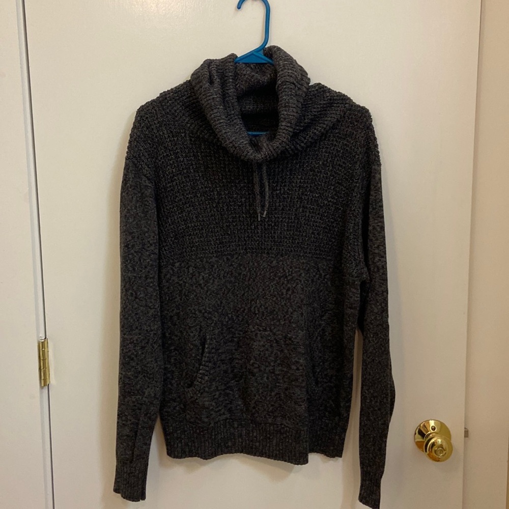 Mens birch black cowl neck sweater